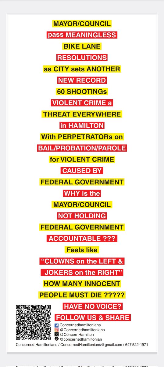 ConcernHamilton's tweet image. Up 60 shootings now, who is holding who accountable? 
#citycouncil a #joke
#hamiltontalks #hamiltoncity #hamiltonpolice #bikelanes #govtwaste #hamiltonmayor #hamiltoncrime #govtclowns