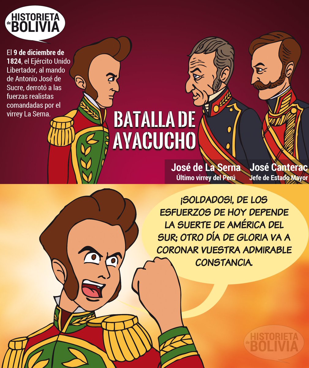 ¡Hoy es el Bicentenario de la #BatalladeAyacucho! el último gran enfrentamiento de las guerras de independencia en Hispanoamérica. 
#Ayacucho #AntonioJosédeSucre #MariscaldeAyacucho #HistoriadePerú #HistoriadeBolivia