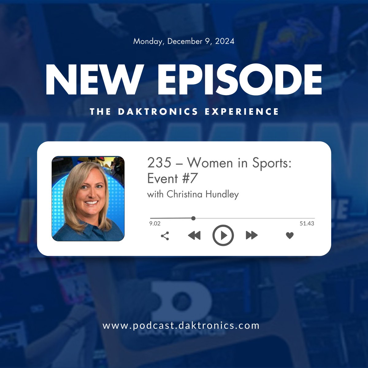 Daktronics's tweet photo. New podcast alert! @SFSunDevil, President of ACCAC and AD at Paradise Valley CC, joins us to talk Women In Sports leadership. Get inspired and get ready for tomorrow’s webinar with @bgoetz12, AD at the @TheIowaHawkeyes!  #WomenLeaders #DakPodcast
https://t.co/KJ1SS27nC4 https://t.co/GsYK363A0W