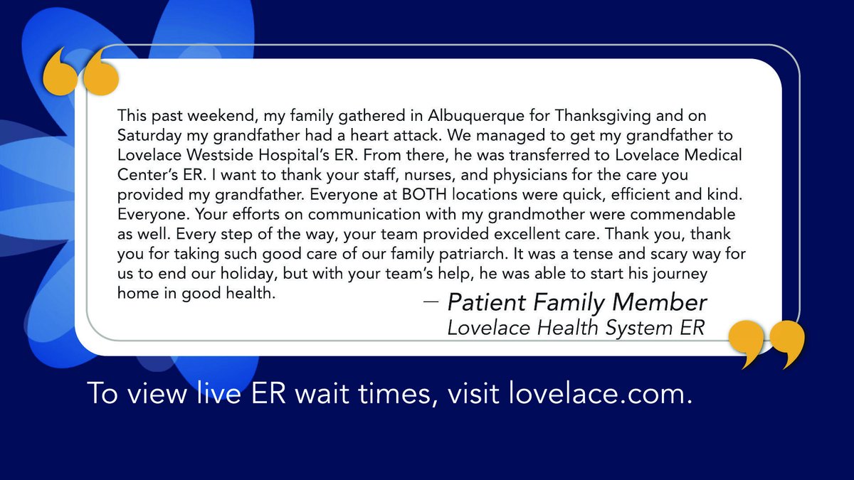 If you or a loved one experience a medical emergency, visit a Lovelace ER where we accept all patients.