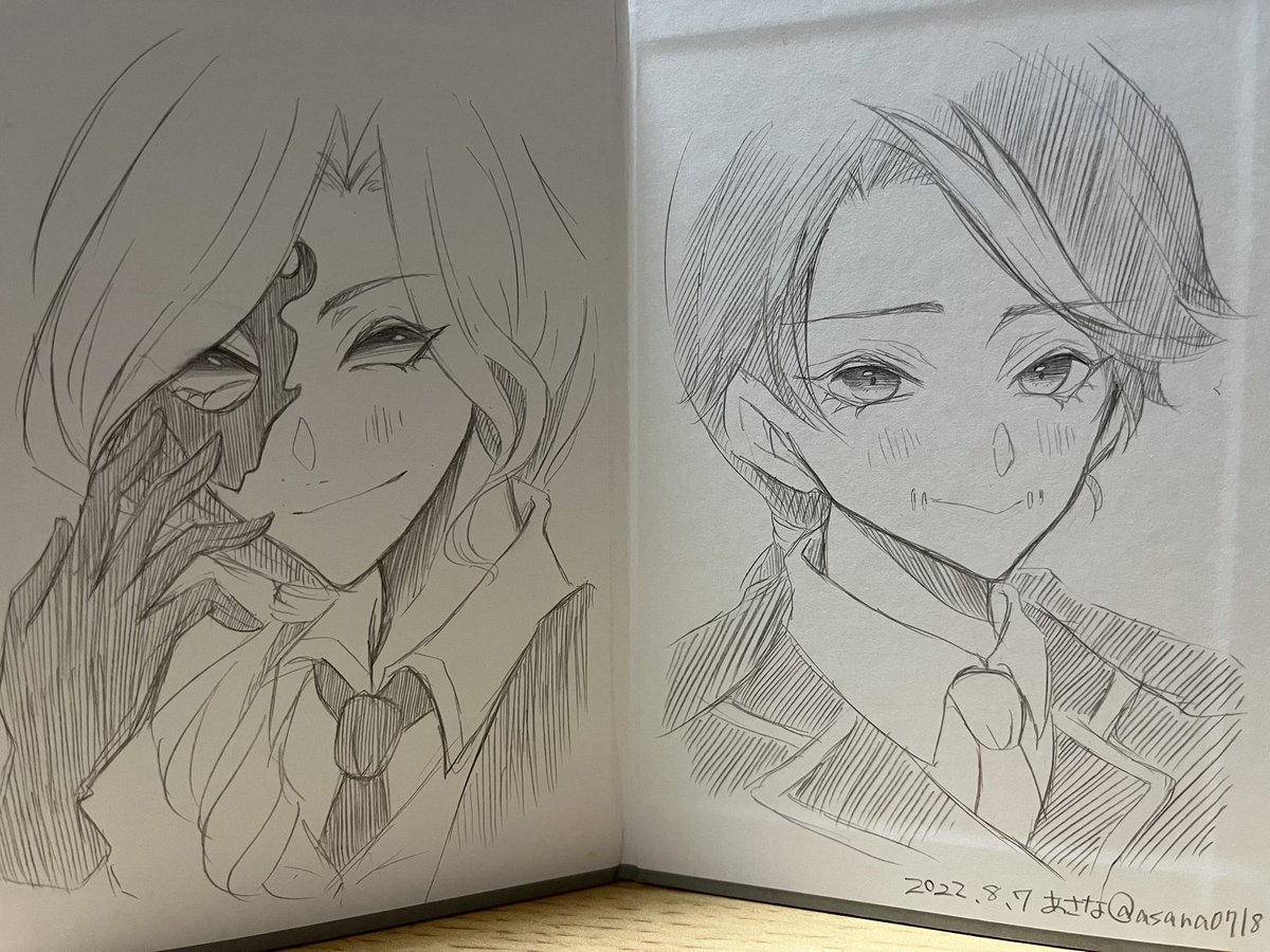 好きな2キャラ描きますって言って描いたのがもう2年半前で驚いてるし画力が全然上がってないのにも驚いてる 
