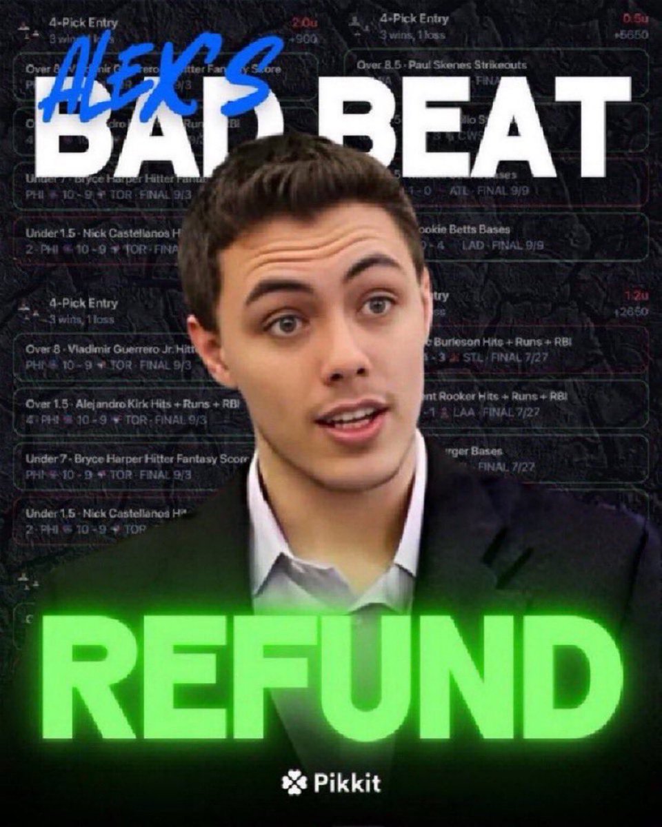 Alex Caruso (@alexcaruso) on Twitter photo Bad Beat Refund Time! 👀
Did you have a horrific bad beat this weekend? I’m giving away $200 for the worst bad beat in the comments!
You MUST post a screenshot below of your bet slip from the <a href="/pikkitsports/">Pikkit</a> app to enter. (Code CARUSO) if you’re new Bad Beat Refund Time! 👀
Did you have a horrific bad beat this weekend? I’m giving away $200 for the worst bad beat in the comments!
You MUST post a screenshot below of your bet slip from the <a href="/pikkitsports/">Pikkit</a> app to enter. (Code CARUSO) if you’re new