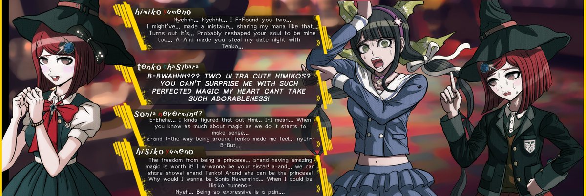 AnaiWrites's tweet photo. Of course!
The freedom to be a cute silly lesbian mage girl is way better than being a princess! (Sorry Tenko ;) )
I am *insanely* proud of this edit, and so thankful for King for letting me cook, even letting me throw in the extra panel :3
#spriteedits
#twinning
#danganronpa https://t.co/z4SnA74BGt