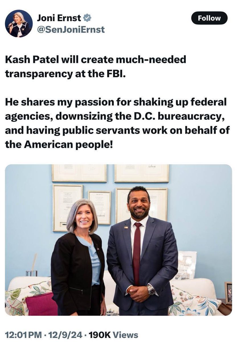 MelissaRedpill's tweet image. Joni Ernst got the memo.

#KashOnly