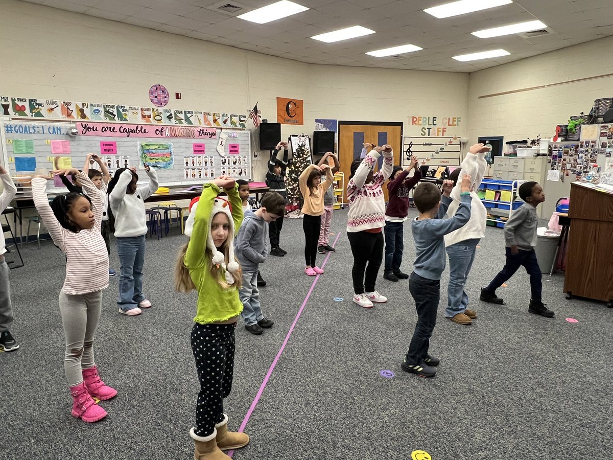 Peter Tchaikovsky is our spotlight composer and “ballet” is our vocabulary word for December. We learned first position, plié, and tendu. Students utilized their new ballet skills to move to musical characteristics in “The Nutcracker Ballet.” <a href="/CHESPirates/">Corinth-Holders Elementary School</a> <a href="/JCPSFineArts/">JCPS Fine Arts</a>