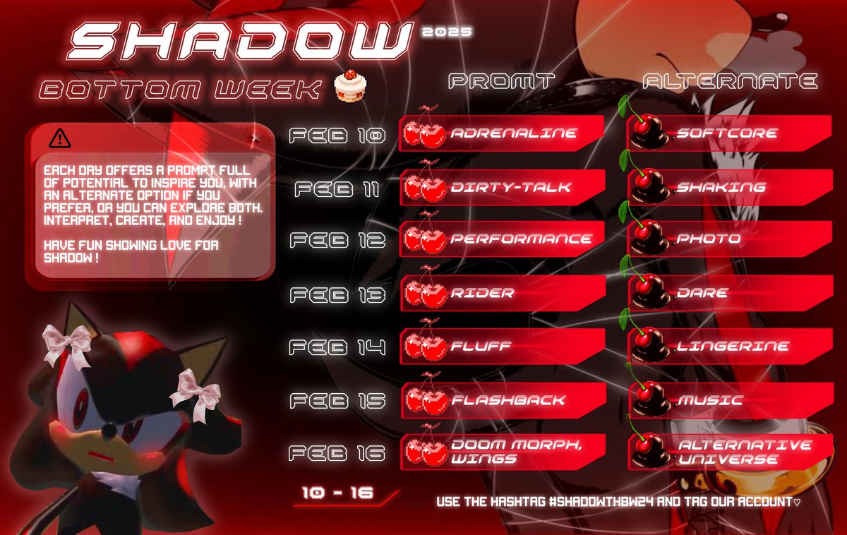 shadowbottomwk's tweet image. 🍰☆ We're excited to announce that we've prepared a 𝗦𝗵𝗮𝗱𝗼𝘄 𝗕𝗼𝘁𝘁𝗼𝗺 𝗪𝗲𝗲𝗸 for all of you ! Check out the full thread!  ↓