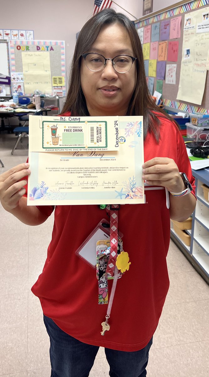 LAshley2016's tweet photo. Introducing our December Teacher of The Month- Ms. Dang 
Para of The Month- Ms. Dollison and Team of The Month- 4th Grade  
Thanks for always supporting our students  and community @Anderson_AISD https://t.co/nArR4GKiwK