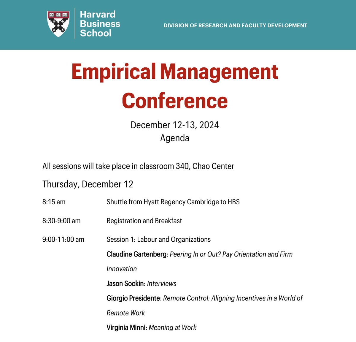 Soumitra Shukla (@soumitrashukla9) on Twitter photo Excited for <a href="/JSockin/">Jason Sockin</a> to present our paper with <a href="/ellliottt/">Elliott Ash</a> at the Empirical Management Conference this week! 📝 We explore how job interviews don’t just assess candidates—they also help workers learn about firms. See you at <a href="/HarvardHBS/">Harvard Business School</a>! Excited for <a href="/JSockin/">Jason Sockin</a> to present our paper with <a href="/ellliottt/">Elliott Ash</a> at the Empirical Management Conference this week! 📝 We explore how job interviews don’t just assess candidates—they also help workers learn about firms. See you at <a href="/HarvardHBS/">Harvard Business School</a>!