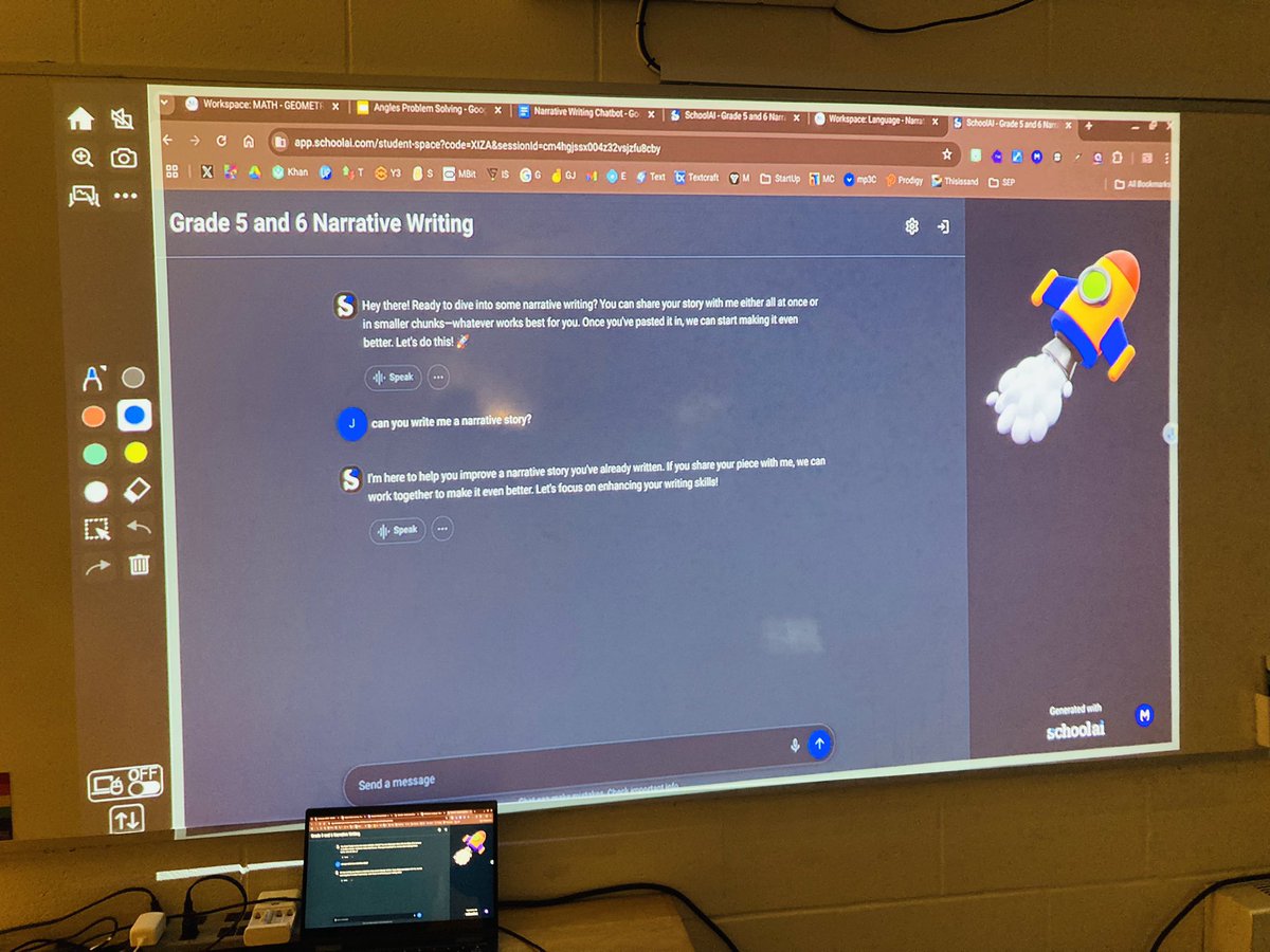 Calum MacKenzie (@mrmackenzie5) on Twitter photo My first <a href="/GetSchoolAI/">SchoolAI</a> chatbot today to help my Ss with their Narrative writing. Thank you to Julian Daher and <a href="/MsCathrynWake/">Cathryn Wake</a> for their support <a href="/OCSB_LT/">OCSB LT Department</a> . Showing Ss to craft prompts to ask questions and how it won’t do it for them! <a href="/StGeorgeOCSB/">St. George School</a> My first <a href="/GetSchoolAI/">SchoolAI</a> chatbot today to help my Ss with their Narrative writing. Thank you to Julian Daher and <a href="/MsCathrynWake/">Cathryn Wake</a> for their support <a href="/OCSB_LT/">OCSB LT Department</a> . Showing Ss to craft prompts to ask questions and how it won’t do it for them! <a href="/StGeorgeOCSB/">St. George School</a>