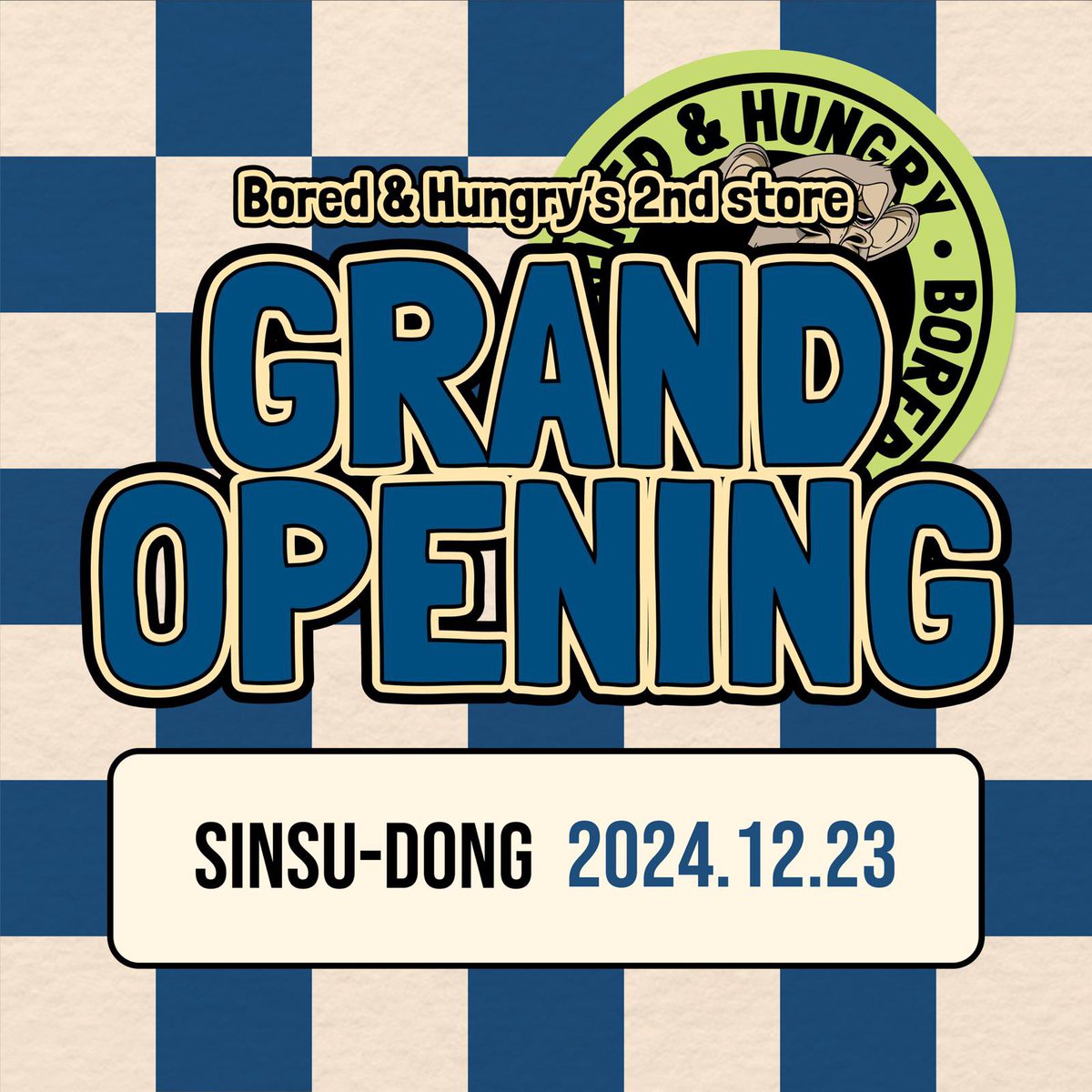 jbondwagon's tweet photo. ICYMI: Bored & Hungry is cooking hard!

Bored & Hungry has announced major expansion updates in Seoul 🇰🇷

Here’s a TLDR:

🍔 2nd store opening in Sinsu-Dong on 12/23 — a new ape mural will be up here as well

🍔 5mos pop-up on Starfielf Suwon starting on 12/31 — this will feature a collab menu with Netflix’ Culinary Wars Black Spoon Chef, Meat Master (Chef David Lee)