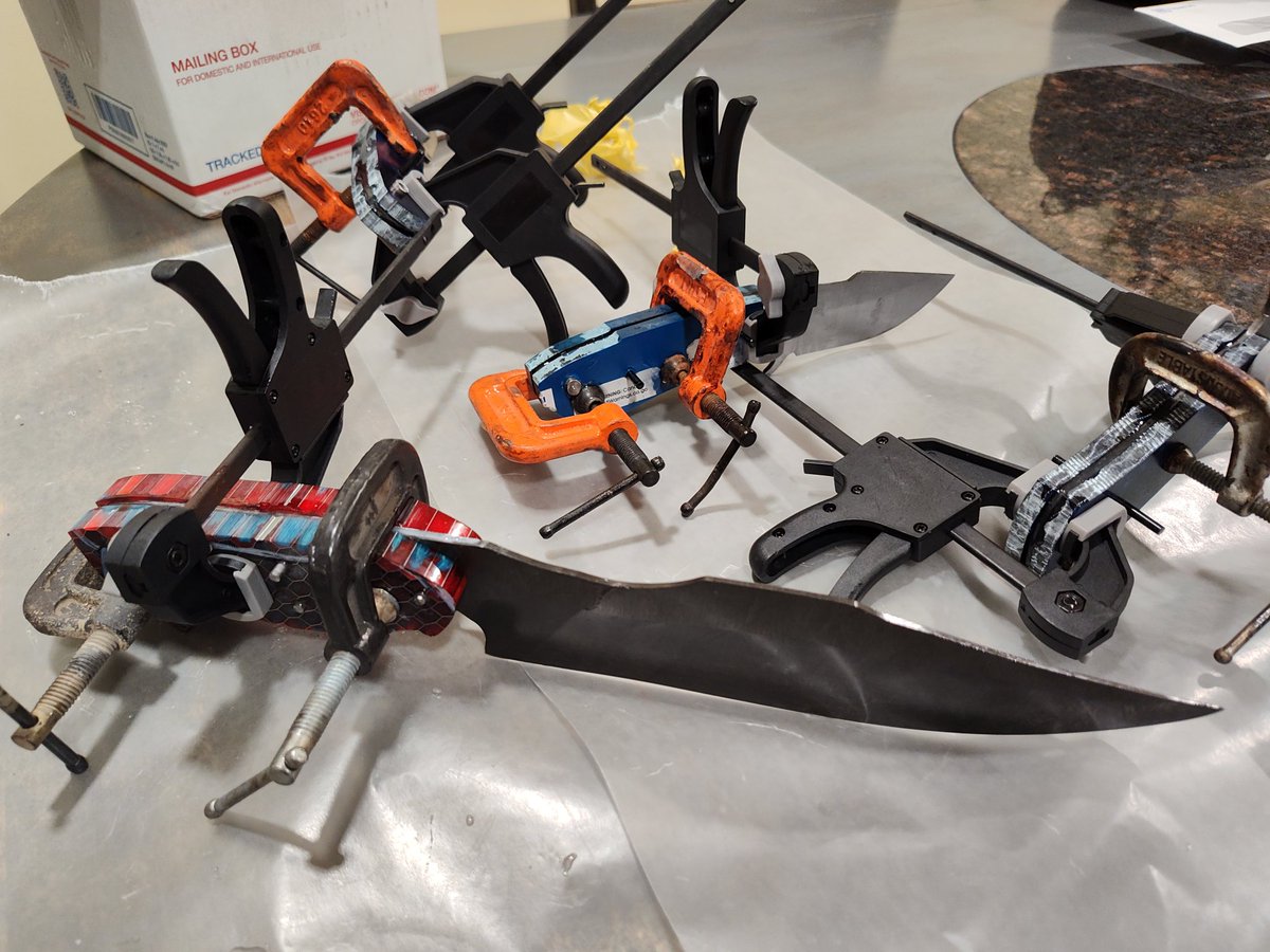 _NORSE_FORGE's tweet image. Kitchen table glue up 🤣 was a little cold in the shop so 🤷🏻‍♂️