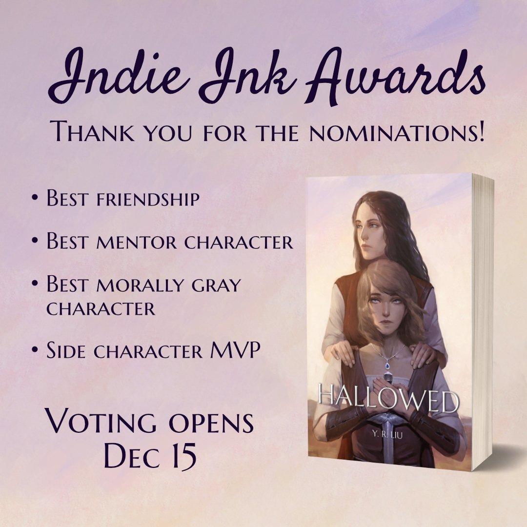 YRLiuWrites's tweet photo. Both Hallowed and The Whisperer in White have been nominated for the #IndieInkAwards this year! Thanks so much to everyone who put in their nominations, and good luck to all my fellow nominees! https://t.co/tofpAqNhls