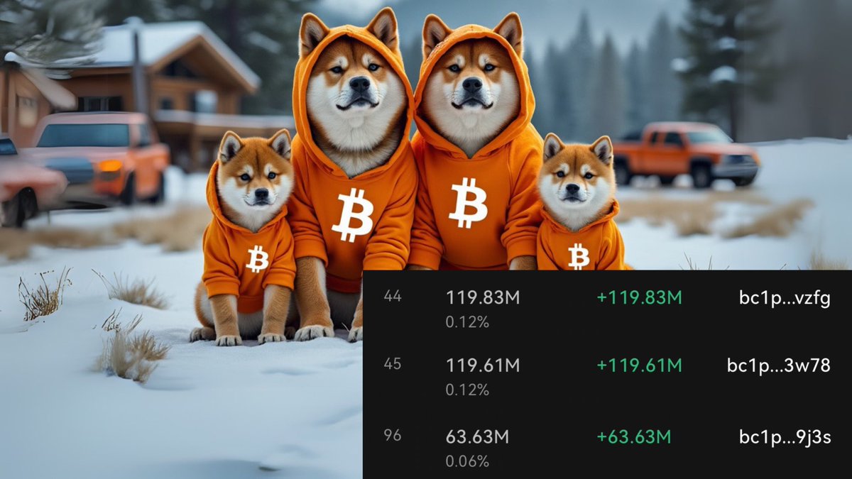 bitmaxdog's tweet photo. ❗️❗️Breaking ❗️❗️

🚨3 NEW WALLETS🚨surged in TOP 100 $DOG holders today!! They acquire 119.83 | 119.81 | 63.63 million of $DOG tokens each, (~USD$986,739.94 | USD$985,329.43 | USD$524,190.15). Now they are 44th | 45th | 96th largest token holders.

2.4 millions American Dollars 💵🇺🇸

A curiosity: none of these wallets have significant value in #BItcoin

The wallets:

bc1pja3wwvpvhjn8h7svmnc6ysggdsd6s0py5epc6slvasah8p79mzcq5vvzfg

bc1prdv6xyryvw44dmawf47way0fenzsarc800996dmd4dy7e08qs8fsvn3w78

bc1pv2luse3s04jxawf083fcqkjuak2d9w7ffl5z4rr7gameyxq09srq4x9j3s

Search on @ord_io , don’t trust, verify.

$DOG (#Bitcoin )
DOG•GO•TO•THE•MOON🐕

ᛤ Bullish!!!

#Bitcoin 
@LeonidasNFT
@cryptolution101 
@Agent_Keyway
@DanielLCDuarte 
@cryptorecruitr 
@und3rdog 
@DOGTOTHEM00N 
@dogdamassa 
@bertzrob 
@Bracket333 
@huytranq
@mendlowicz

#runes #ordnals #blockchain #bullish