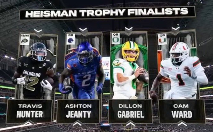 Finalists for the Heisman Trophy 👇. Who do you think brings home the hardware?