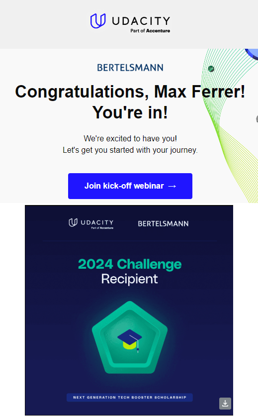 maxcabanillass's tweet photo. I am very excited about this new opportunity, thanks to Udacity and the Next Generation Tech Booster program sponsored by Bertelsmann, we will begin our journey towards Generative AI. 😁 

#Udacity       #Bertelsmann  #50000scholarships https://t.co/p8Jog7WbBN