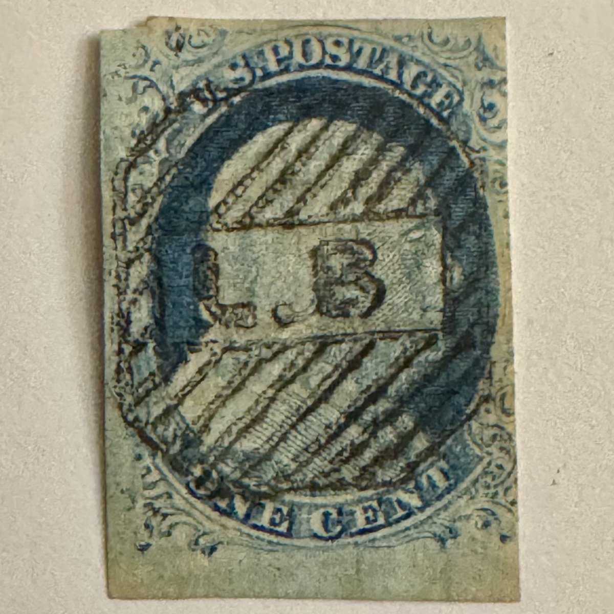 New pick up today from auction - 1 cent blue Franklin Type IV issue of 1851 - with very rare cancellation from West Hartford Connecticut - initials of postmaster Leonard Buckland. Only 4-6 recorded according to Simpson’s U S Postal Markings 1851-1861.
