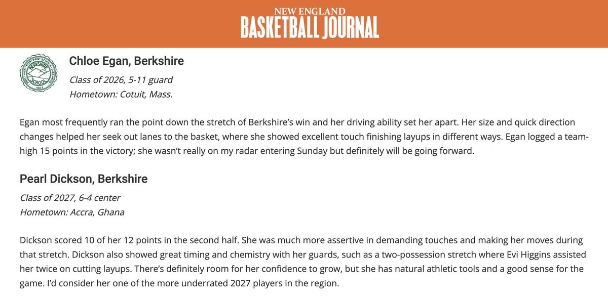 πππ«π€π¬π‘π’π«π πΎππΉπΉ (@berkshiregvbb) on Twitter photo Thank you <a href="/nehoopjournal/">New England Basketball Journal</a> Only the beginning for these two prospects, <a href="/LizDickson32/">Pearl Dickson</a> x <a href="/_chloeegan11/">Chloe Egan</a> good 1-2 punch for the next two years here under the Mountain!
#weWILkeepworking Thank you <a href="/nehoopjournal/">New England Basketball Journal</a> Only the beginning for these two prospects, <a href="/LizDickson32/">Pearl Dickson</a> x <a href="/_chloeegan11/">Chloe Egan</a> good 1-2 punch for the next two years here under the Mountain!
#weWILkeepworking