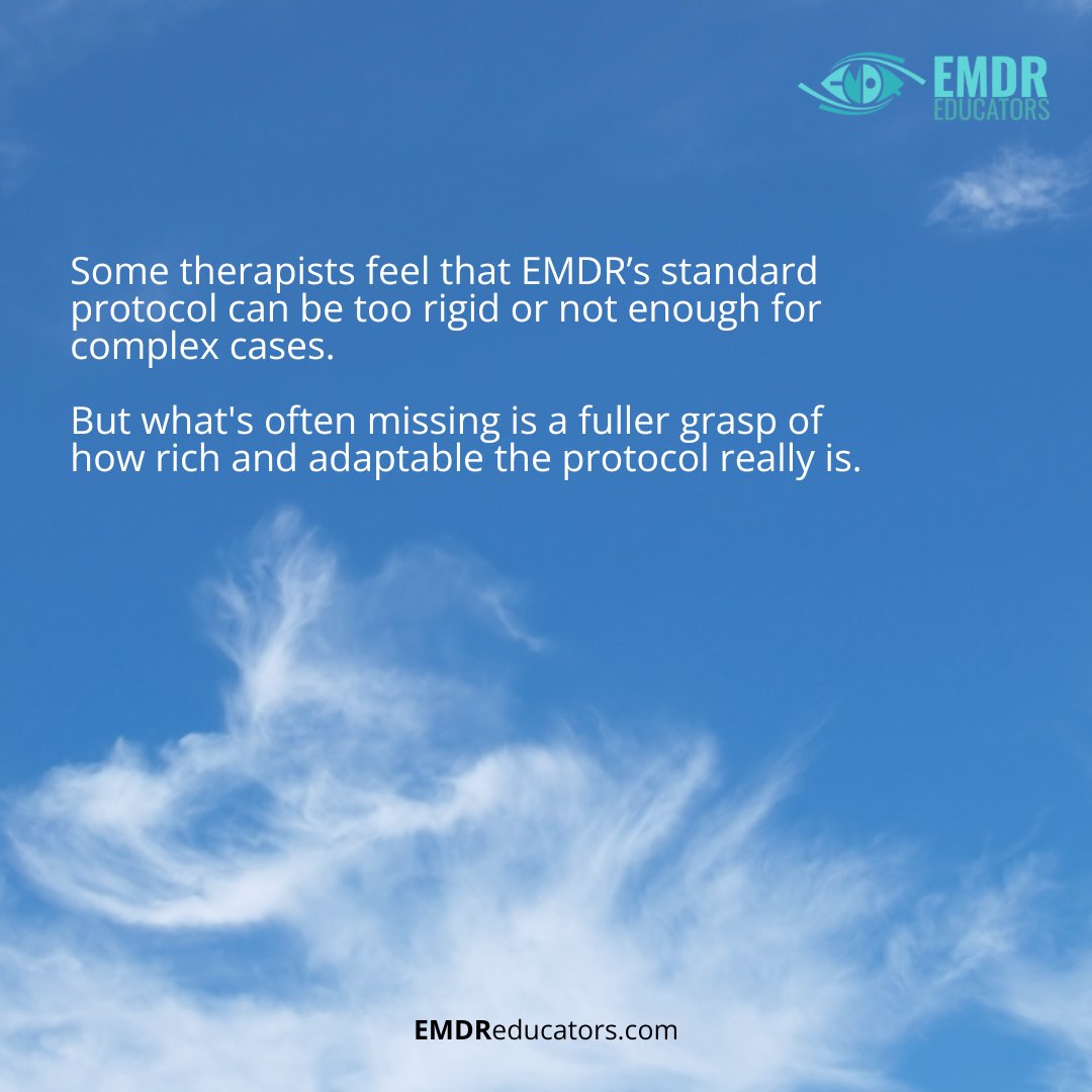 emdr_educators's tweet image. Some therapists find the standard protocol too structured or insufficient for complex trauma. The truth? EMDR is a flexible roadmap to uncover and heal your client’s deepest wounds. Go deeper. Visit emdreducators.com for training. 

#EMDRTherapy #EMDRTherapist #EMDRTraining