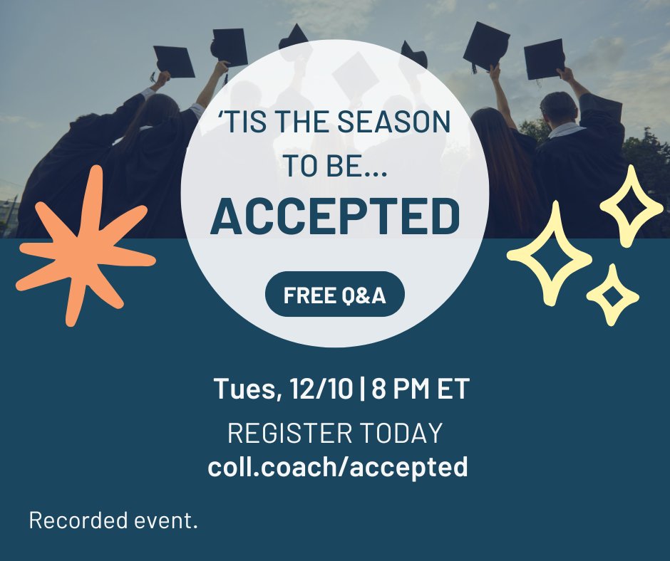 HAPPENING IN 24 HOURS: a free Q&amp;A with experts from Dartmouth and Chase Student Loans. Ask us anything to help get your senior to the application finish line. Live at 8 PM ET - all who register will receive a copy of the recording. Register here: bh.social/3Vy8qkN