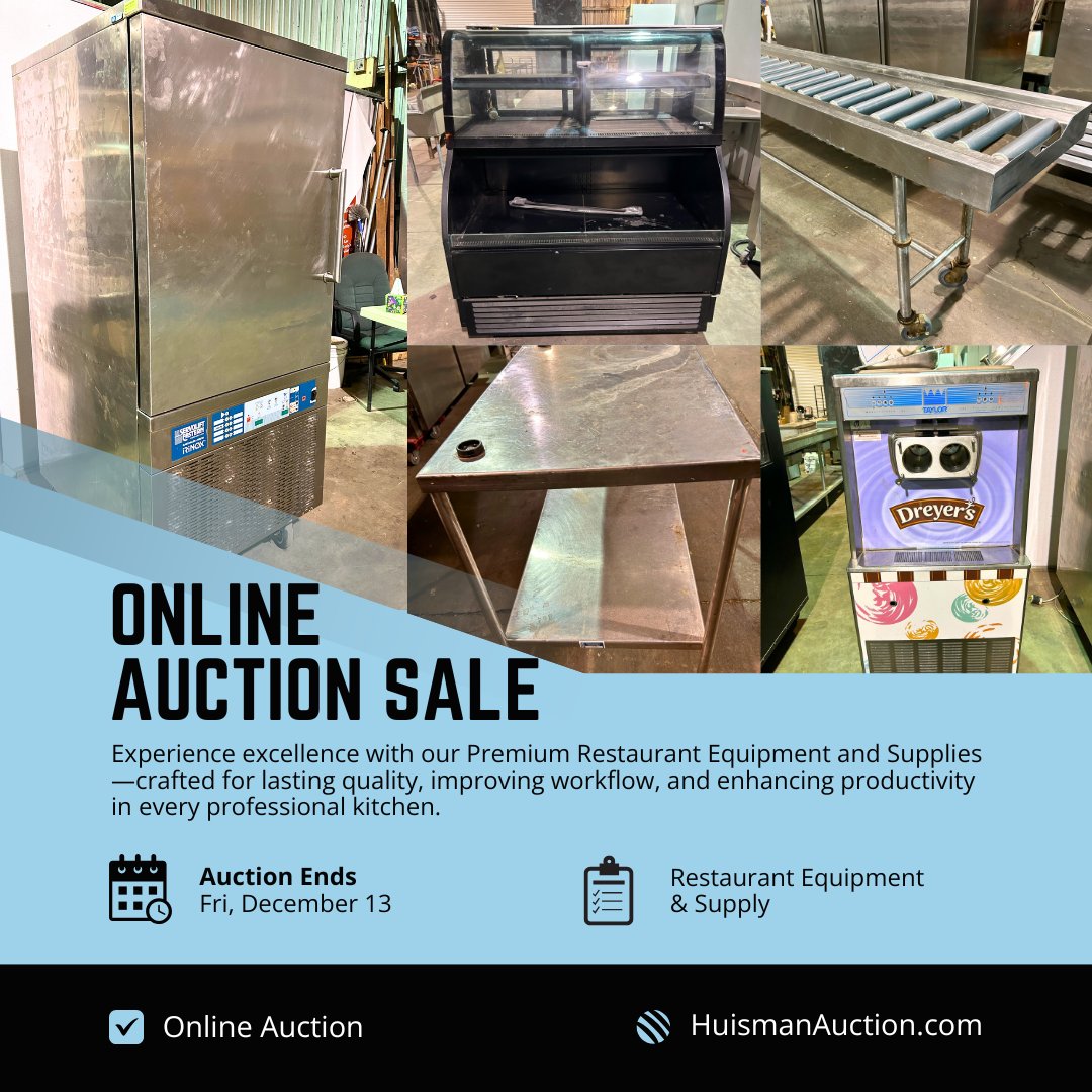 huismanauction's tweet image. Calling all restaurant owners! 🍽️ Upgrade your kitchen with quality Restaurant  Equipment and Supplies up for grabs at our Online Auction! 🧑🍳💥

Head to HuismanAuction.com today and place your bids!

#RestaurantEquipment #CommercialKitchen #RestaurantOwner #OnlineAuction