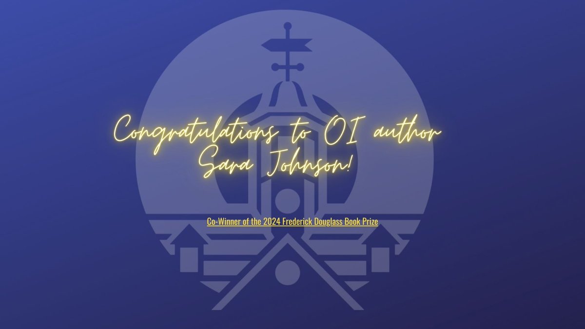 Congratulations to OI author Sara E. Johnson for winning this year's Frederick Douglass prize! Get your copy of her amazing book from our partners <a href="/UNC_Press/">UNC Press</a>. macmillan.yale.edu/glc/stories/ya…