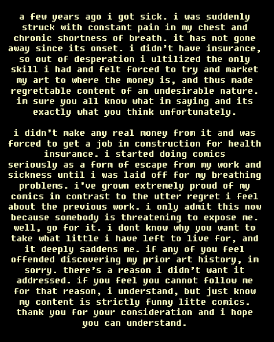 An embarrassing admission. Hope you all can understand.