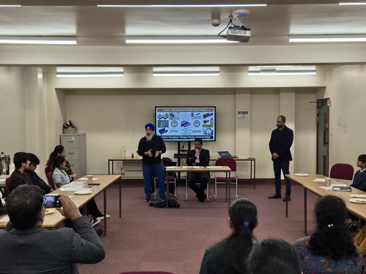 UKTeluguHindu's tweet image. UTHO conducted UK Parliament Week in Preston with 35+ attendees, including students, parents, and community members. Special guest: Gulab Singh MBE DL @Gulab_Singh The debate topic, Increasing University Fees: Justifiable or Not? @UKParlEducation 
@YourUKParl #UKPW #TeamUTHO