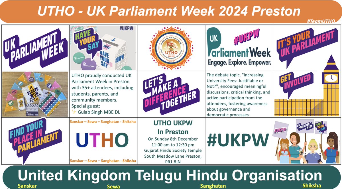UKTeluguHindu's tweet image. UTHO conducted UK Parliament Week in Preston with 35+ attendees, including students, parents, and community members. Special guest: Gulab Singh MBE DL @Gulab_Singh The debate topic, Increasing University Fees: Justifiable or Not? @UKParlEducation 
@YourUKParl #UKPW #TeamUTHO