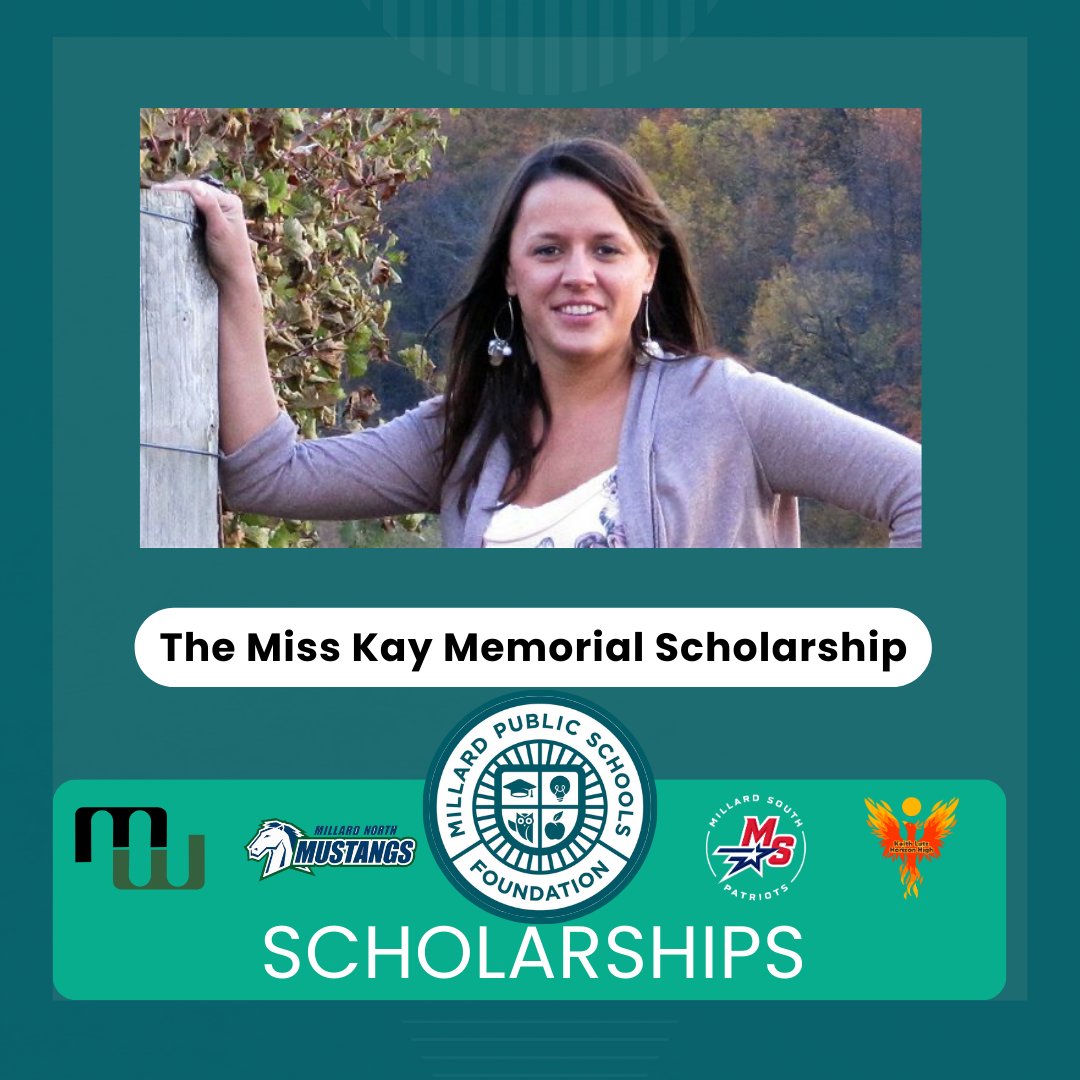 MPS_Foundation's tweet photo. #mpsfscholarships Amanda Schook’s legacy of kindness and dedication lives on through the Miss Kay Memorial Scholarship. Open to Millard students (GPA 2.75+), preference for @m_south_hs grads pursuing speech pathology or band. Apply by 2/1.
#mpsfscholarships #mpsfoundation https://t.co/eZKTCKrc9f