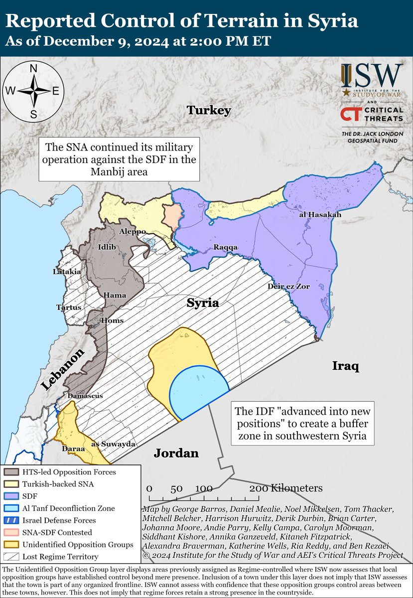 TheStudyofWar's tweet photo. MORE: The Kurdish-controlled, US-backed Syrian Democratic Forces (SDF) may face increased challenges governing Arab areas in northeastern Syria due to the emergence of the HTS-led transitional government as a viable alternative to the SDF. (1/3)