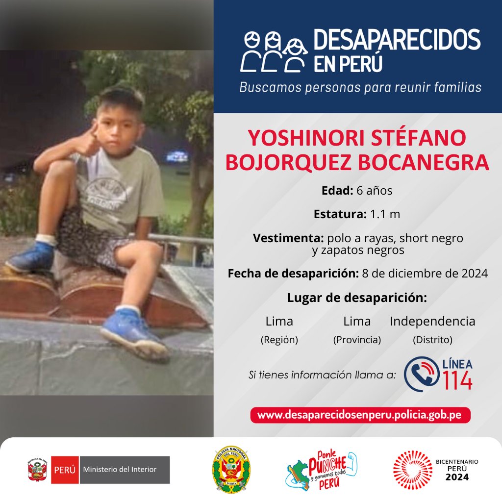MininterPeru's tweet photo. 📢 ATENCIÓN | Estos menores de edad se encuentran desaparecidos y aunque no los hayas visto, sería de mucha ayuda que compartas sus fotografías para facilitar su ubicación.

📞 En caso de conocer el paradero de alguno, llama a la #Línea114 de la PNP.

#DesaparecidosEnPerú https://t.co/VKH5tBy7mc