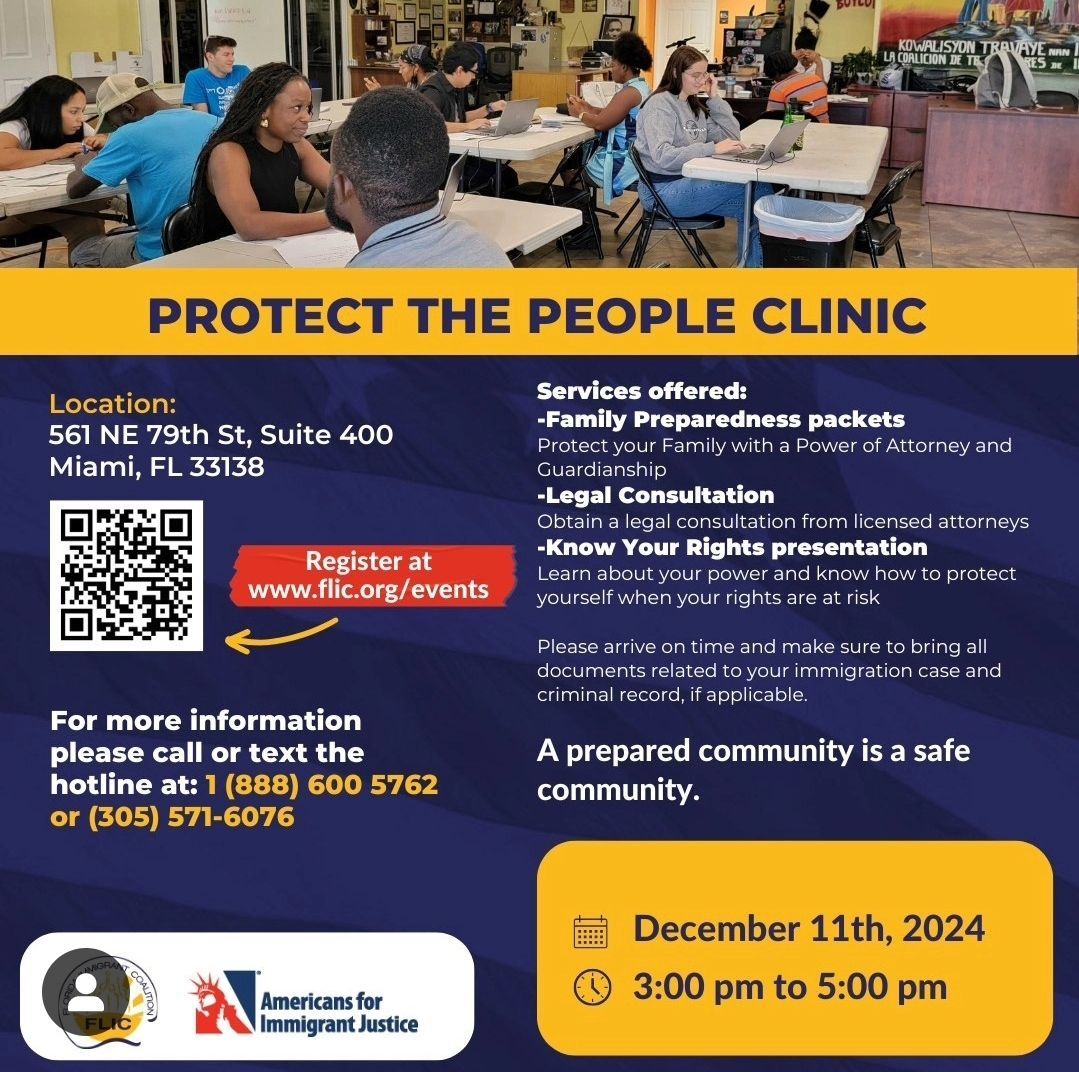 RepDotieJoseph's tweet photo. Join @flimmigrant and @americansforimmigrantjustice on Wednesday, Dec 11 from 3-5pm to create a Family Protection Plan. You can get help with Power of Attorney and Guardianship forms; and learn how to protect yourself with a "Know Your Rights" presentation.

Atansyon pa kapon https://t.co/FexSTYfy7s