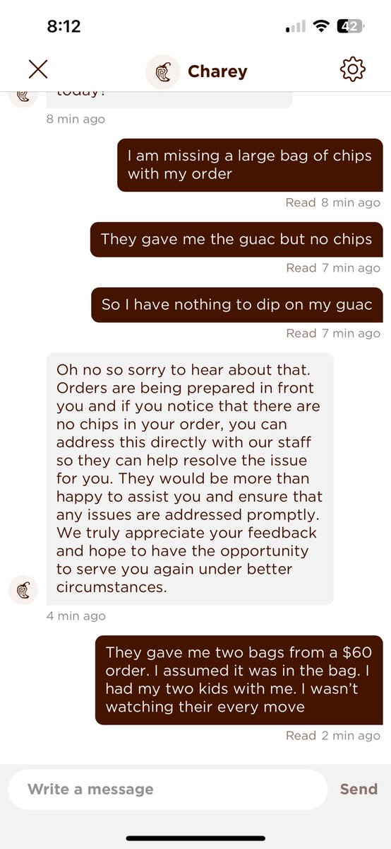 Solid customer service <a href="/ChipotleTweets/">Chipotle</a>