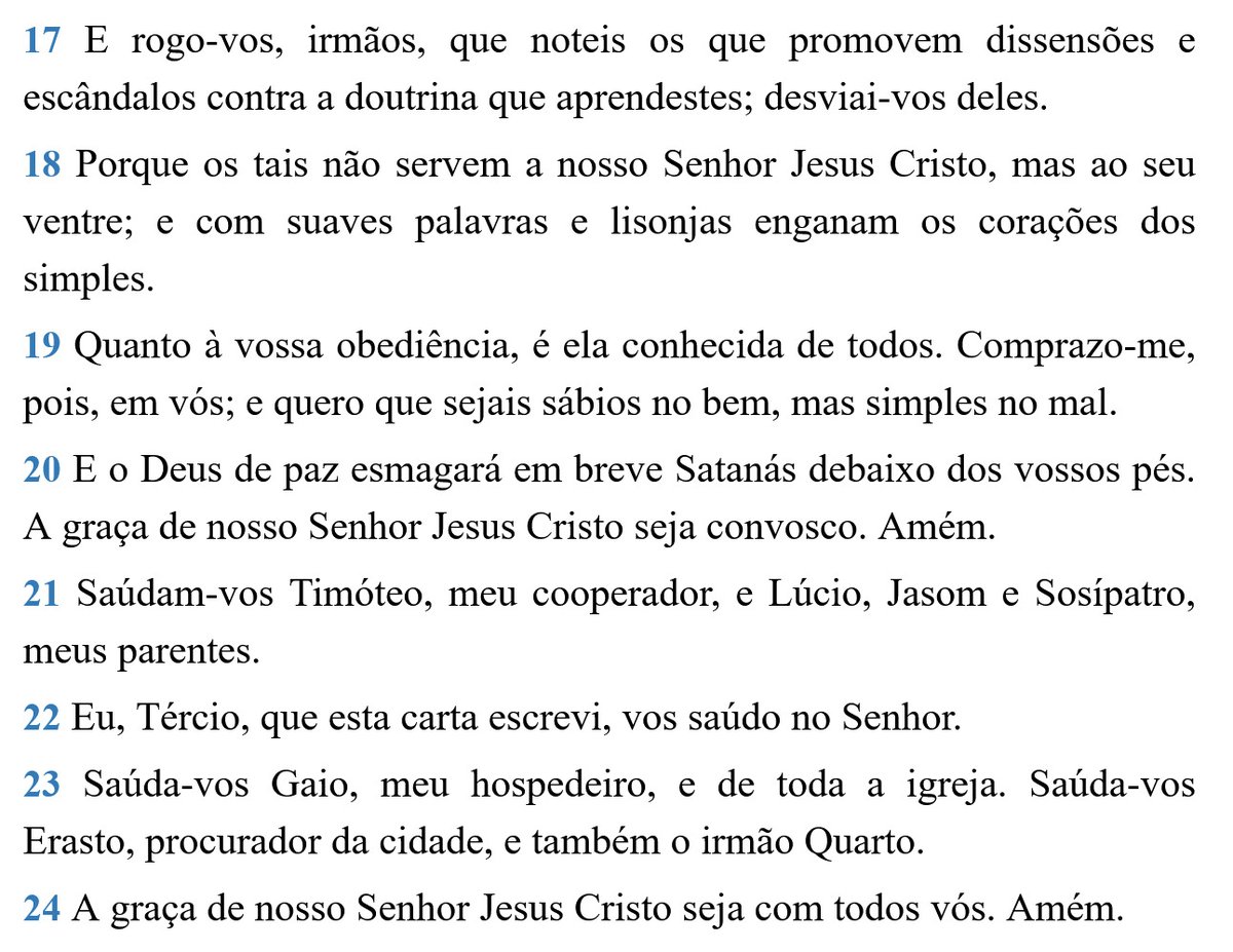 Jair47240183's tweet photo. Romanos 16:17-24 - Almeida Corrigida Fiel(ACF)
https://t.co/3OzRl1htRn
#Bíblia #BíbliaACF #ACF #Romanos #Romanos16 #Rm16 #Paulo #recomendação #saudações #conselhos #doxologia #rpSp #LEIA_A_BÍBLIA #ESTUDE_A_BÍBLIA #CONHEÇA_A_BÍBLIA https://t.co/GPTSJbqC0c