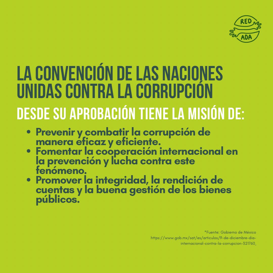 TuRedAda's tweet image. Hoy 9 de diciembre, se conmemora el Día Internacional contra la corrupción 🌎⚖️💚
