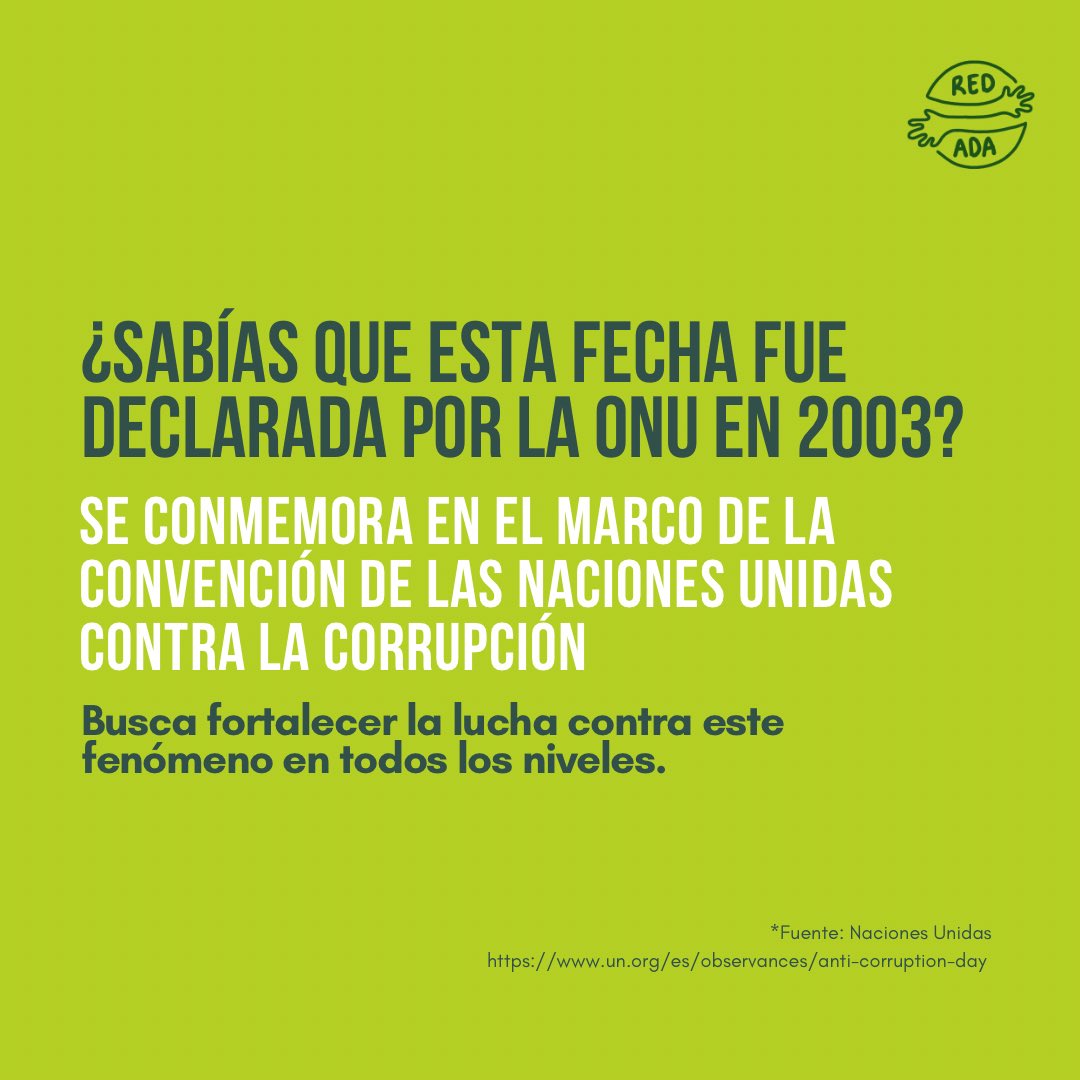 TuRedAda's tweet image. Hoy 9 de diciembre, se conmemora el Día Internacional contra la corrupción 🌎⚖️💚