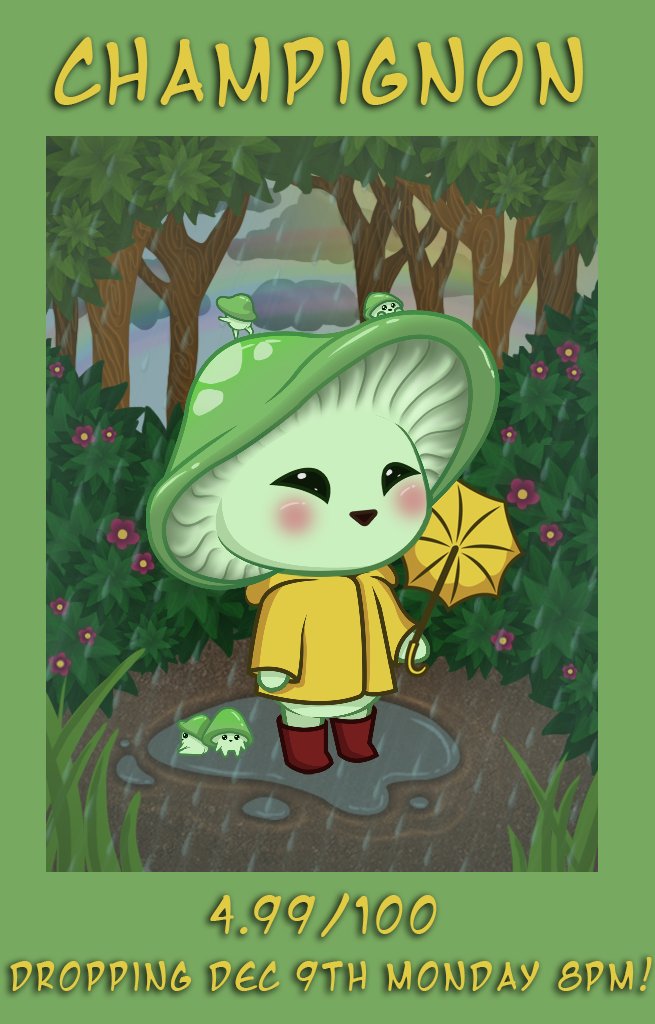 TmarimMeubashim's tweet photo. second in my mushroom collection! Champignon out now 4.99/100 forgot to mention there is small secrets behind his cap :0
buy link: https://t.co/sS9B9j3Uih https://t.co/xH3x1LfOc9