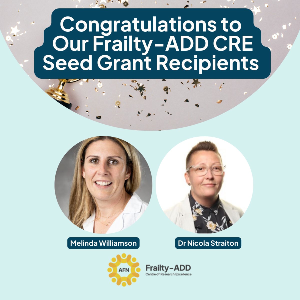 Australian Frailty Network (@ausfrailty) on Twitter photo Excited to announce the 2024 Frailty-ADD CRE Seed Grant recipients!
๐ <a href="/NicStraiton/">Dr Nicola Straiton (she/her)</a> โ Frailty Clinical Champion in AU & SE cardiovascular programs.
๐ <a href="/melwilliamsonOT/">Melinda Williamson</a>. โ Economic evaluation of early frailty services in EDs.
Theyโll be presenting at AFN Summit 2025. Excited to announce the 2024 Frailty-ADD CRE Seed Grant recipients!
๐ <a href="/NicStraiton/">Dr Nicola Straiton (she/her)</a> โ Frailty Clinical Champion in AU & SE cardiovascular programs.
๐ <a href="/melwilliamsonOT/">Melinda Williamson</a>. โ Economic evaluation of early frailty services in EDs.
Theyโll be presenting at AFN Summit 2025.