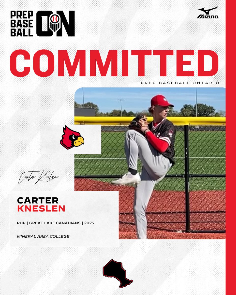 PrepBaseballON's tweet photo. 🚨𝐂𝐎𝐌𝐌𝐈𝐓𝐌𝐄𝐍𝐓 𝐀𝐋𝐄𝐑𝐓🚨

'25 RHP Carter Knelsen (@GLCanadians) announces his commitment to Mineral Area College.

#BeSeen | #OffTheBoard🇨🇦 https://t.co/XmqmMS9ffH