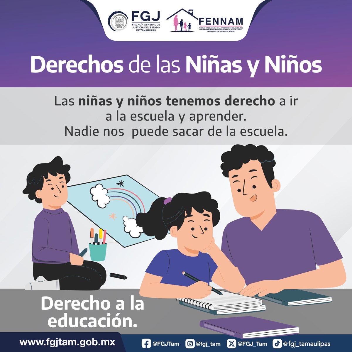 FGJ_Tam's tweet photo. La Fiscalía General de Justicia de Tamaulipas y la #FENNAM defendemos el derecho de las niñas y niños. ¡Trabajamos para garantizar que todas y todos tengan acceso a sus #DerechosInfantiles https://t.co/ApTfCDtmsz