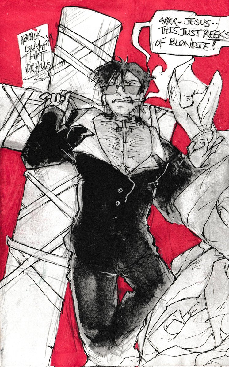 alargecupcake's tweet photo. I'm back, wolfwood sketchbook scans for the colony 
#trigun #wolfwood https://t.co/okO0lHEYgp