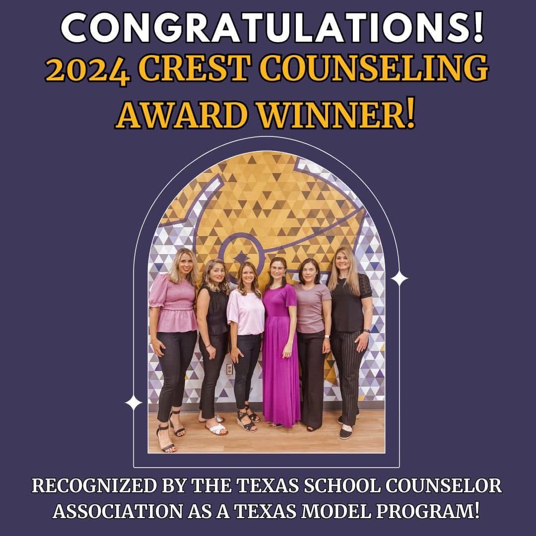 HS_PieperCouns's tweet photo. We are excited to share the news! 
Pieper High School is one of the elite group of schools from across the state of Texas to win the CREST Award for Counseling Excellence for 2024! This is our first time to earn this recognition. 🎉 #CRESTwinner @TxSCATweets @PieperPrincipal https://t.co/OUirjmvjwj