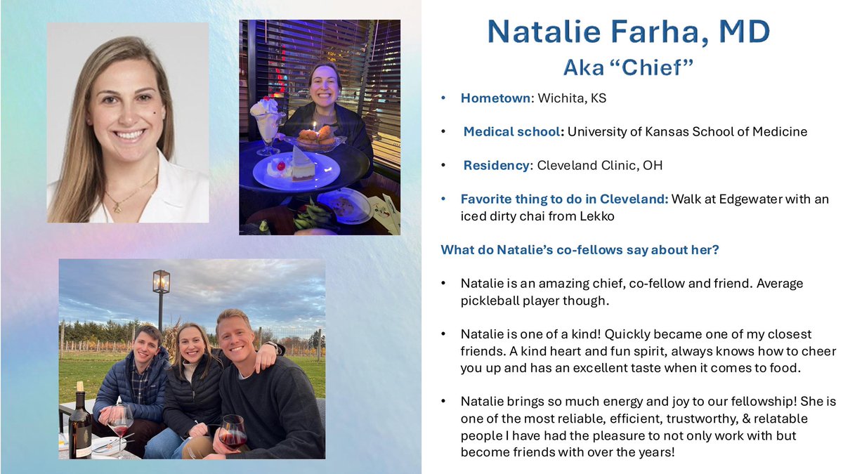 CCF GI Fellowship (@ccf_gifellows) on Twitter photo 🚨Word on the street is that it is our super⭐️ chief fellow <a href="/Natalie_Farha/">Natalie Farha</a> ‘s birthday today so what’s better than featuring her as the fellow spotlight of the week?🥁 <a href="/JPAchkarMD/">Jean-Paul Achkar</a> any comments on the pickleball part? 😅<a href="/Ari_G_MD/">Ari Garber MD, EdD</a> <a href="/MichelleKimMD/">Michelle Kim</a> <a href="/MRegueiroMD/">Miguel Regueiro</a> <a href="/CherylB69046/">Cheryl Borowski</a> 🚨Word on the street is that it is our super⭐️ chief fellow <a href="/Natalie_Farha/">Natalie Farha</a> ‘s birthday today so what’s better than featuring her as the fellow spotlight of the week?🥁 <a href="/JPAchkarMD/">Jean-Paul Achkar</a> any comments on the pickleball part? 😅<a href="/Ari_G_MD/">Ari Garber MD, EdD</a> <a href="/MichelleKimMD/">Michelle Kim</a> <a href="/MRegueiroMD/">Miguel Regueiro</a> <a href="/CherylB69046/">Cheryl Borowski</a>