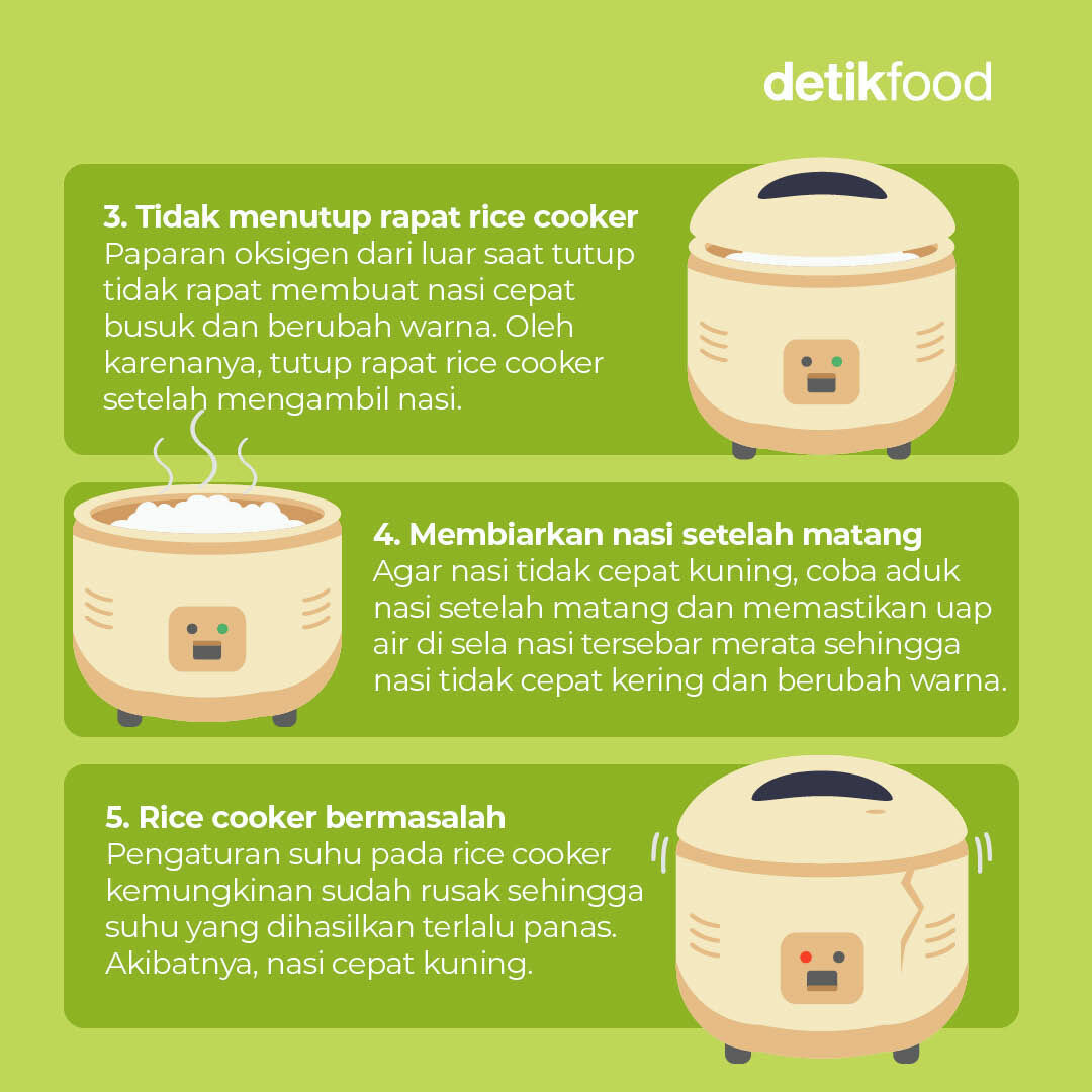 detikfood's tweet photo. detikers! Siapa yang setuju kalau nasi yang berubah warna nasi jadi kuning bikin kurang berselera? 👀
Hmm.. Kenapa ya sebabnya? Yuk kita simak selengkapnya pada visual berikut!
>> https://t.co/EJeAU1sIa8
#detikfood #tipsmasak #infosehat https://t.co/7QbUUy6Cli