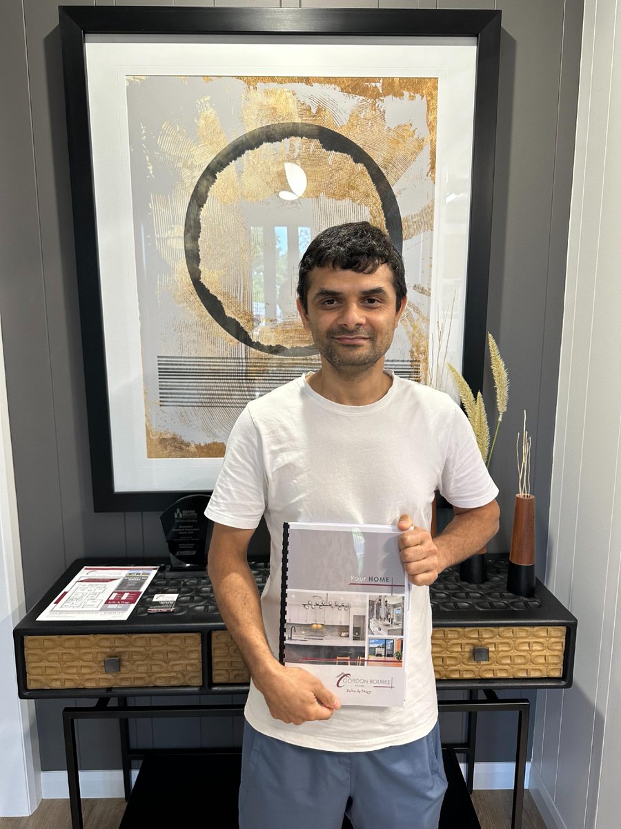 gordon_bourke's tweet photo. 🏡✨ CONTRACT SIGNED! 

Yesterday afternoon, Crystal had the pleasure of finalizing contracts with Amrit and Sushma. They are all set to build the Cadel Evans Display Home, customized to fit their family's needs (including a luxurious 2nd ensuite! 😍). This stunning version of... https://t.co/OHqaijQSfc