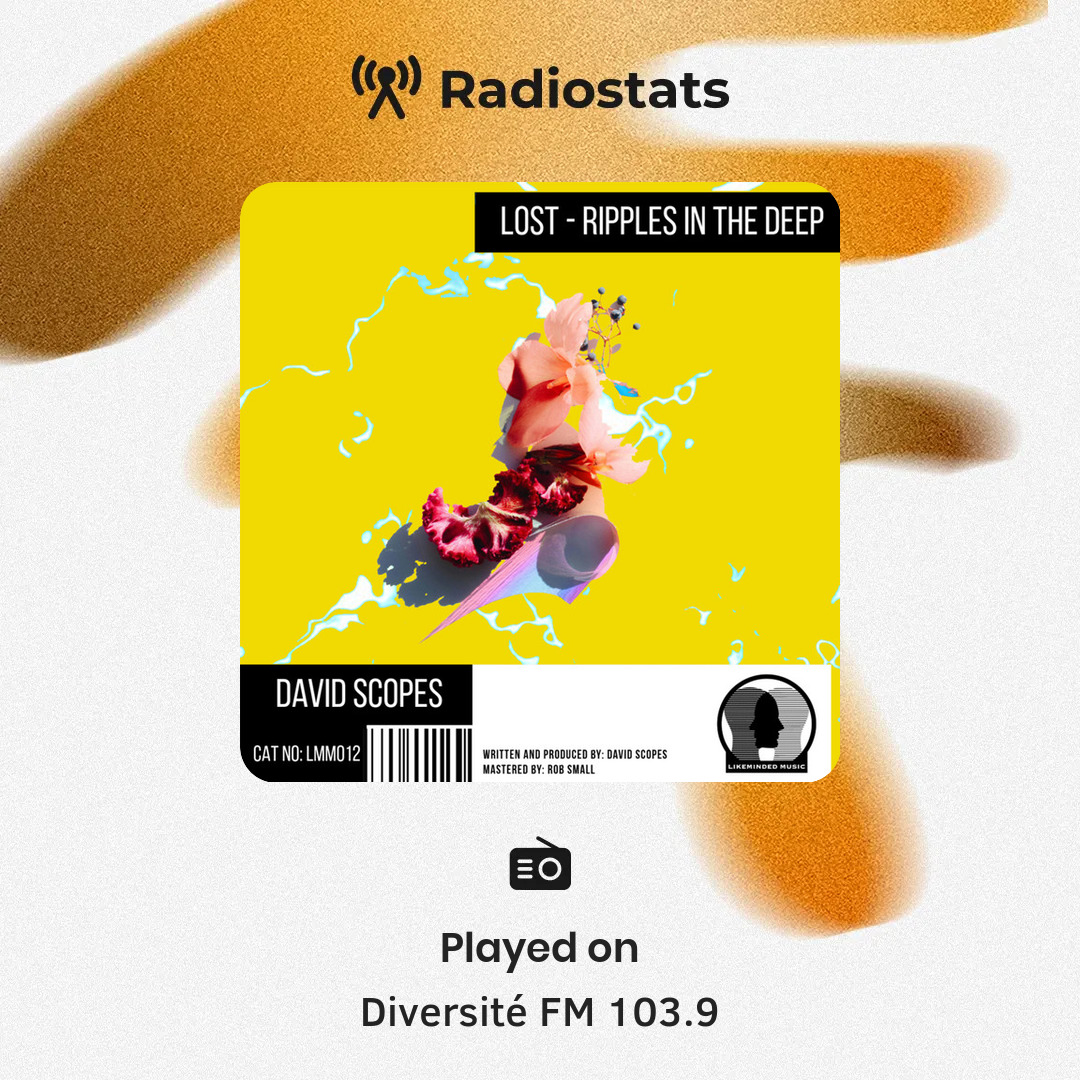 RadiostatsApp's tweet photo. @David_Scopes Aww yeah!! "Ripples In The Deep" is getting some great radio support on Diversité FM 103.9 in Dijon, France. https://t.co/IH0ijTxLfL