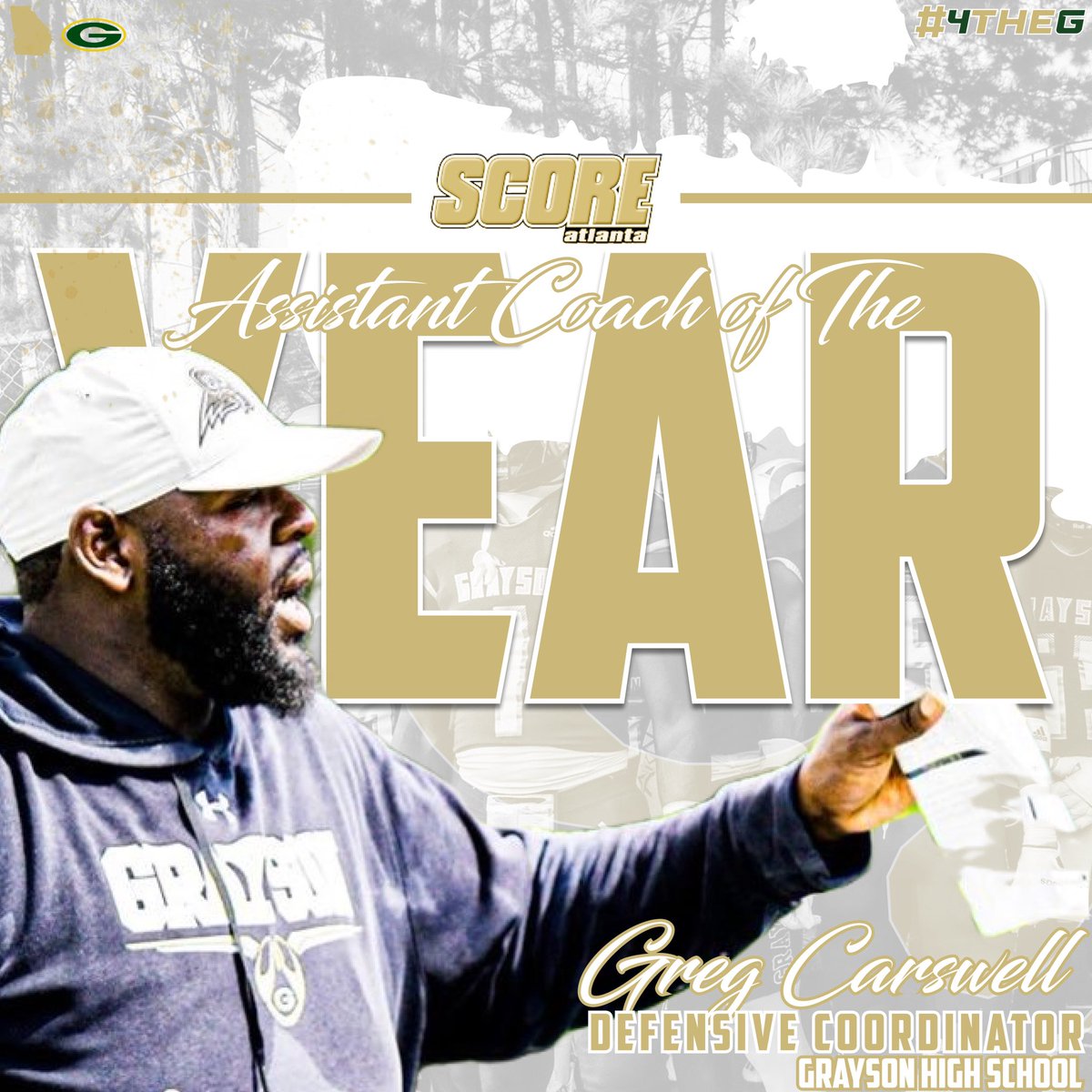 Congrats to our Defensive Coordinator <a href="/CoachCarswell/">Gregory Carswell 👐🏿👣</a> for winning <a href="/scoreatlanta/">SCORE Atlanta</a> assistant coach of the year! Coach Carswell continues to do great work and make a tremendous impact on our program and community!

🔰#4theG🔰