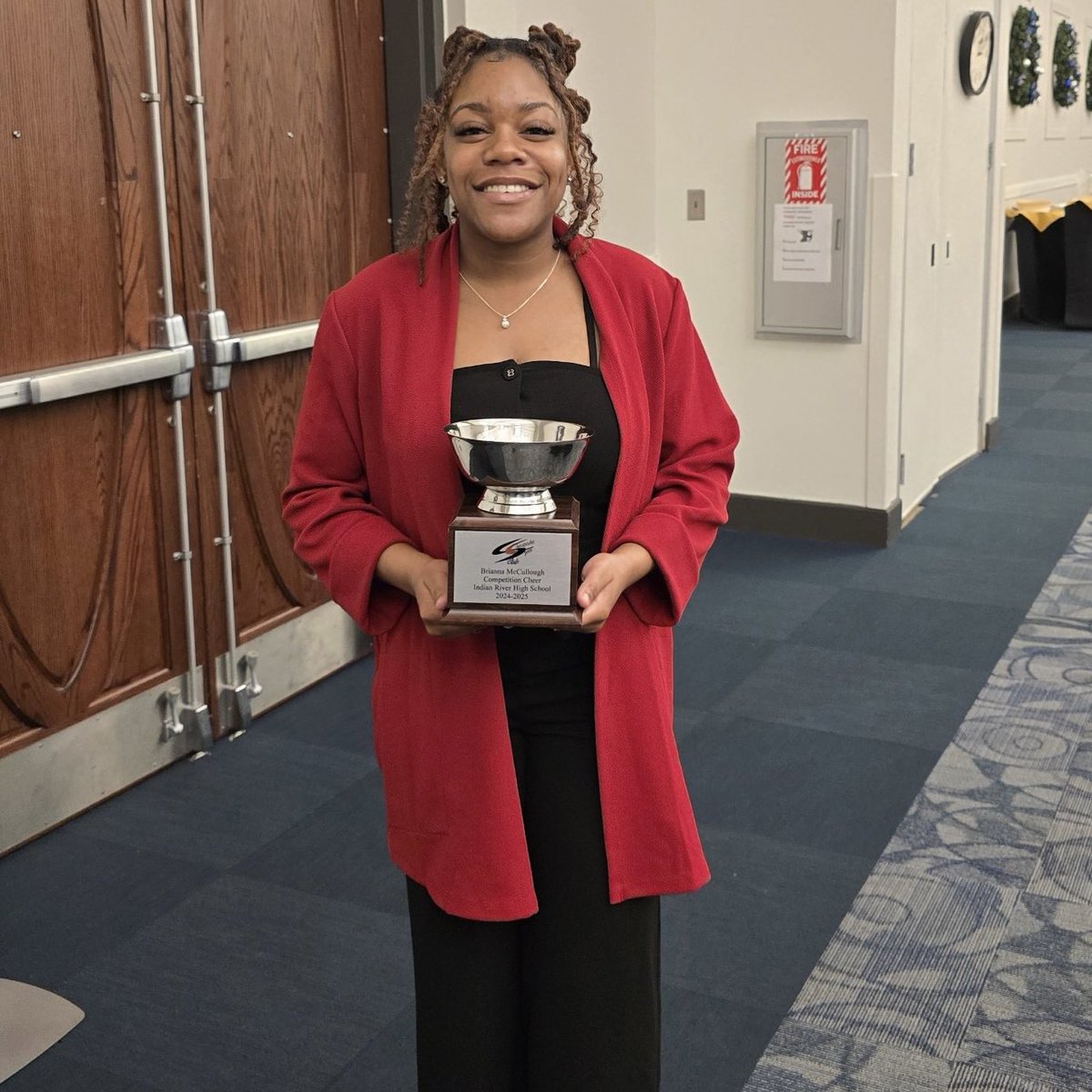 IRHBraves's tweet photo. Varsity Cheerleader Brianna M. was recognized by the Chesapeake Sports Club today for competition cheerleading.  The ceremony was held at the Chesapeake Conference Center.  Her family, friends, Coach Estes, Mr. Overton, and Mrs.  Dunbar were all in attendance. #BravesRISE https://t.co/dMUWrJwtoH