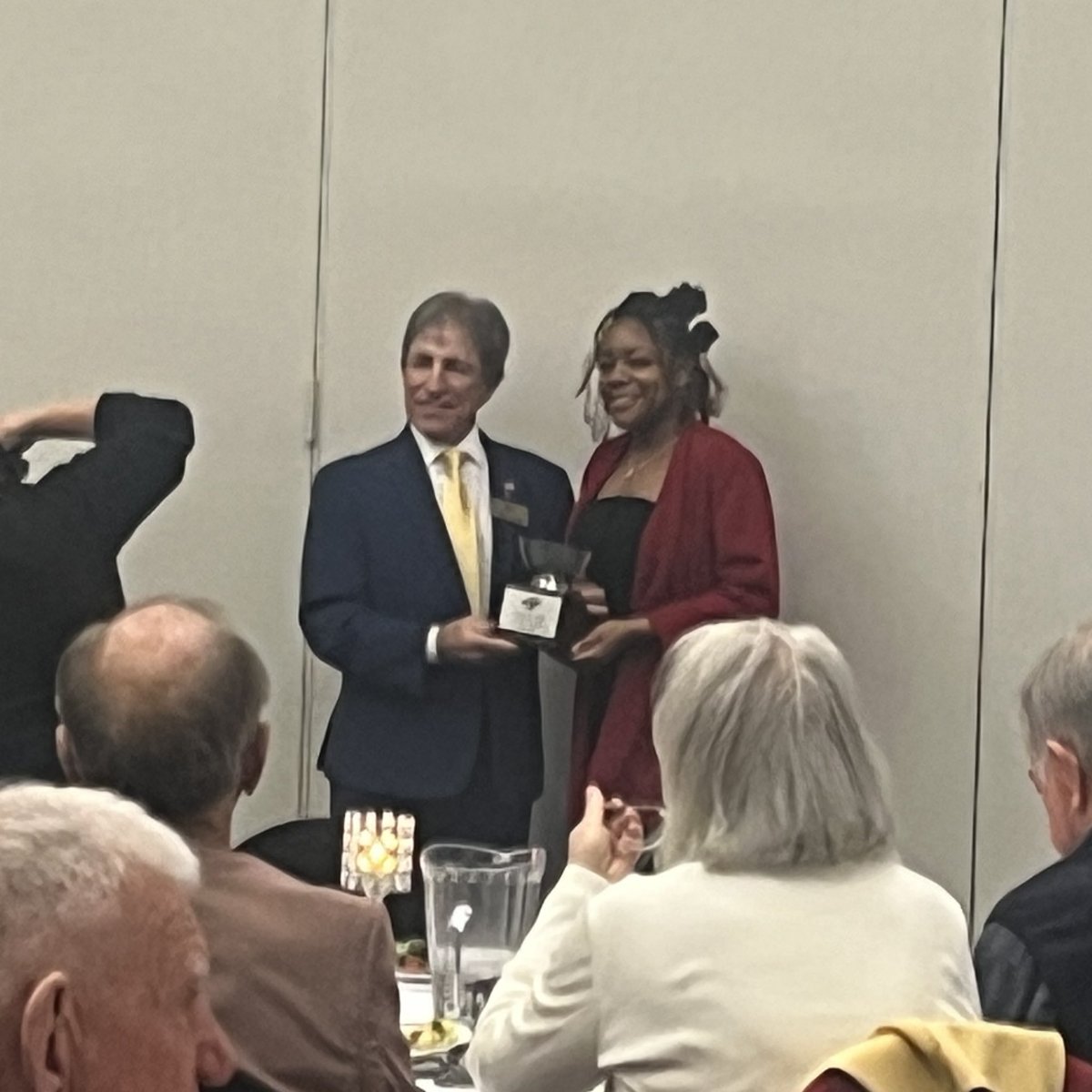 IRHBraves's tweet photo. Varsity Cheerleader Brianna M. was recognized by the Chesapeake Sports Club today for competition cheerleading.  The ceremony was held at the Chesapeake Conference Center.  Her family, friends, Coach Estes, Mr. Overton, and Mrs.  Dunbar were all in attendance. #BravesRISE https://t.co/dMUWrJwtoH