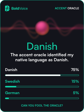 Wow this is pretty incredible.
This tool was able to tell which country I'm from TWO sentences spoken in plain English!

Try it out start.boldvoice.com/accent-guesser